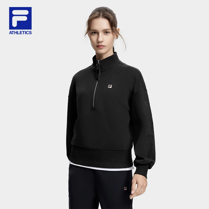 FILA/斐乐加绒卫衣金标运动百搭半高领红色加厚上衣A11W341211FQD