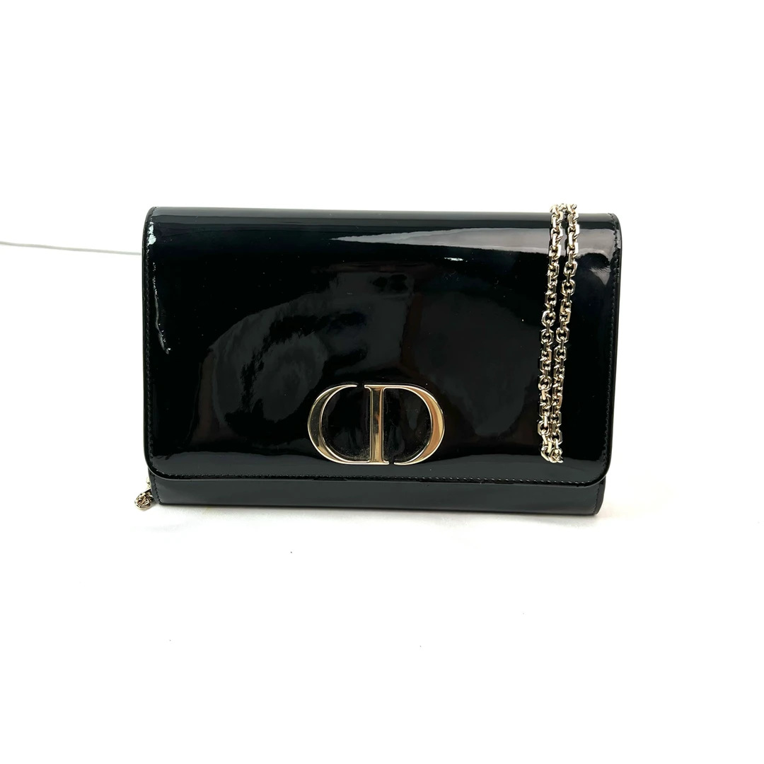 95新 DIOR/迪奥 黑金漆皮链条包/ C1591