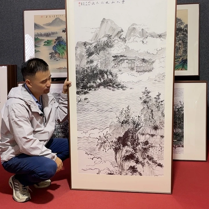 绘画纯手绘带框发