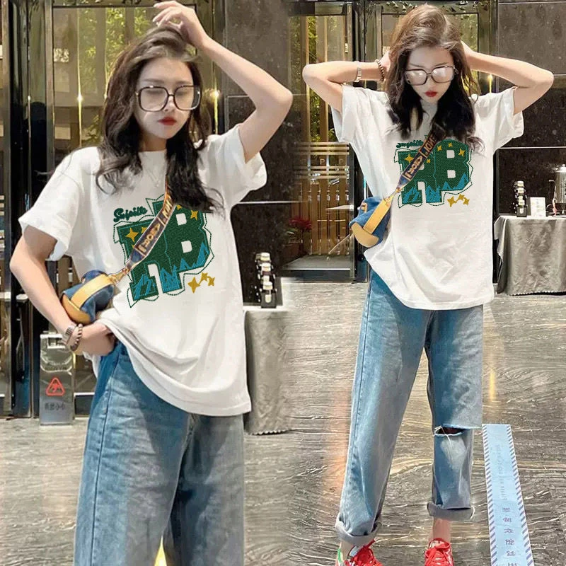 纯棉正肩短袖t恤女2025夏季新款美式设计感宽松休闲百搭半袖上衣