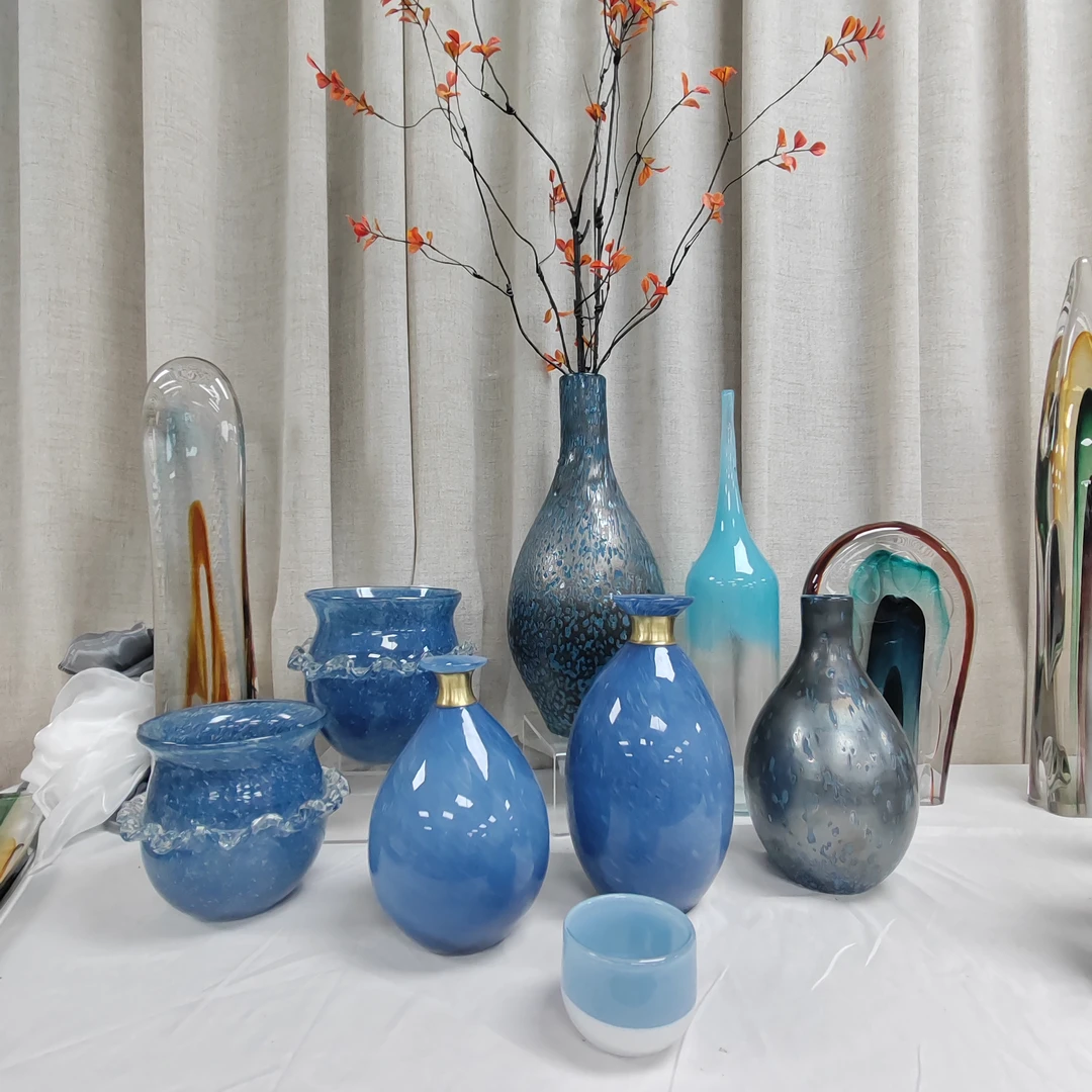 简约欧式现代轻奢北欧复古客厅餐桌软装摆件插花琉璃水晶玻璃花瓶