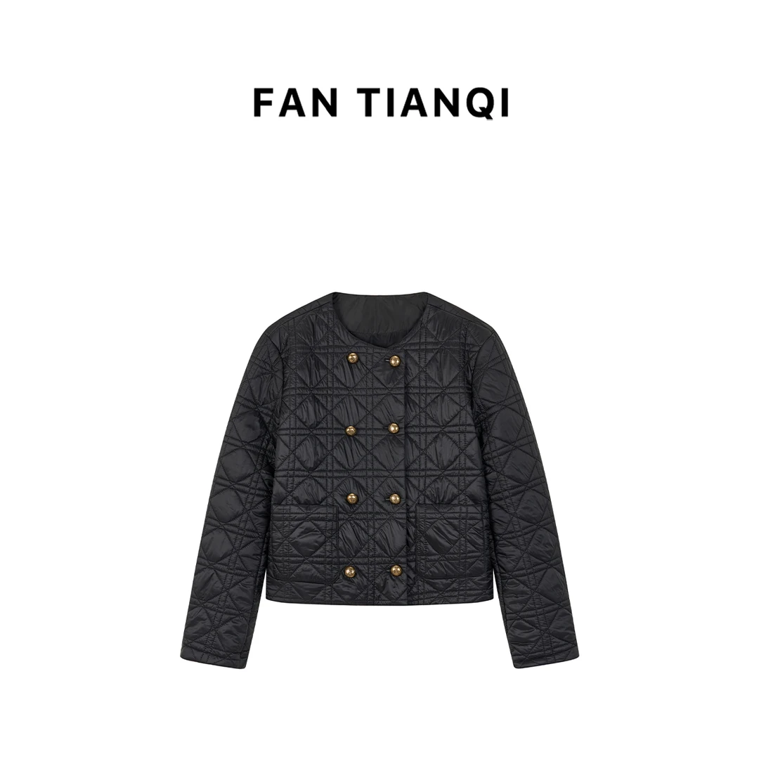 范天奇/FAN TIANQI【藤格纹】轻便双排扣羊毛填充绗绣外套FJOT41158