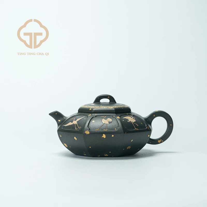 王涛制 八面玲珑（洒金）  230cc 紫砂壶泡茶茶具