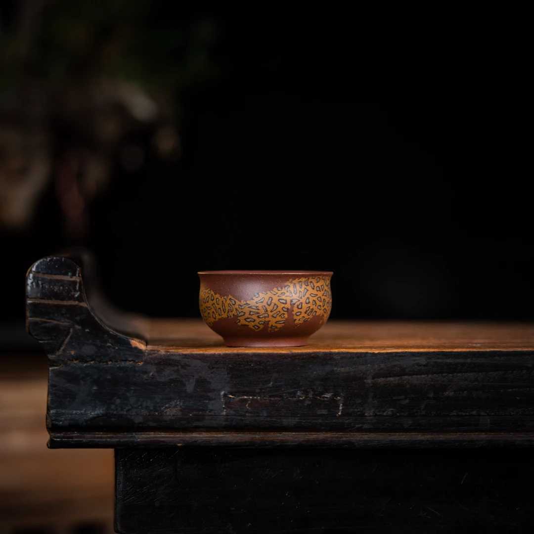 范陶琦 福豹绞泥杯 紫泥 50cc 紫砂主人杯