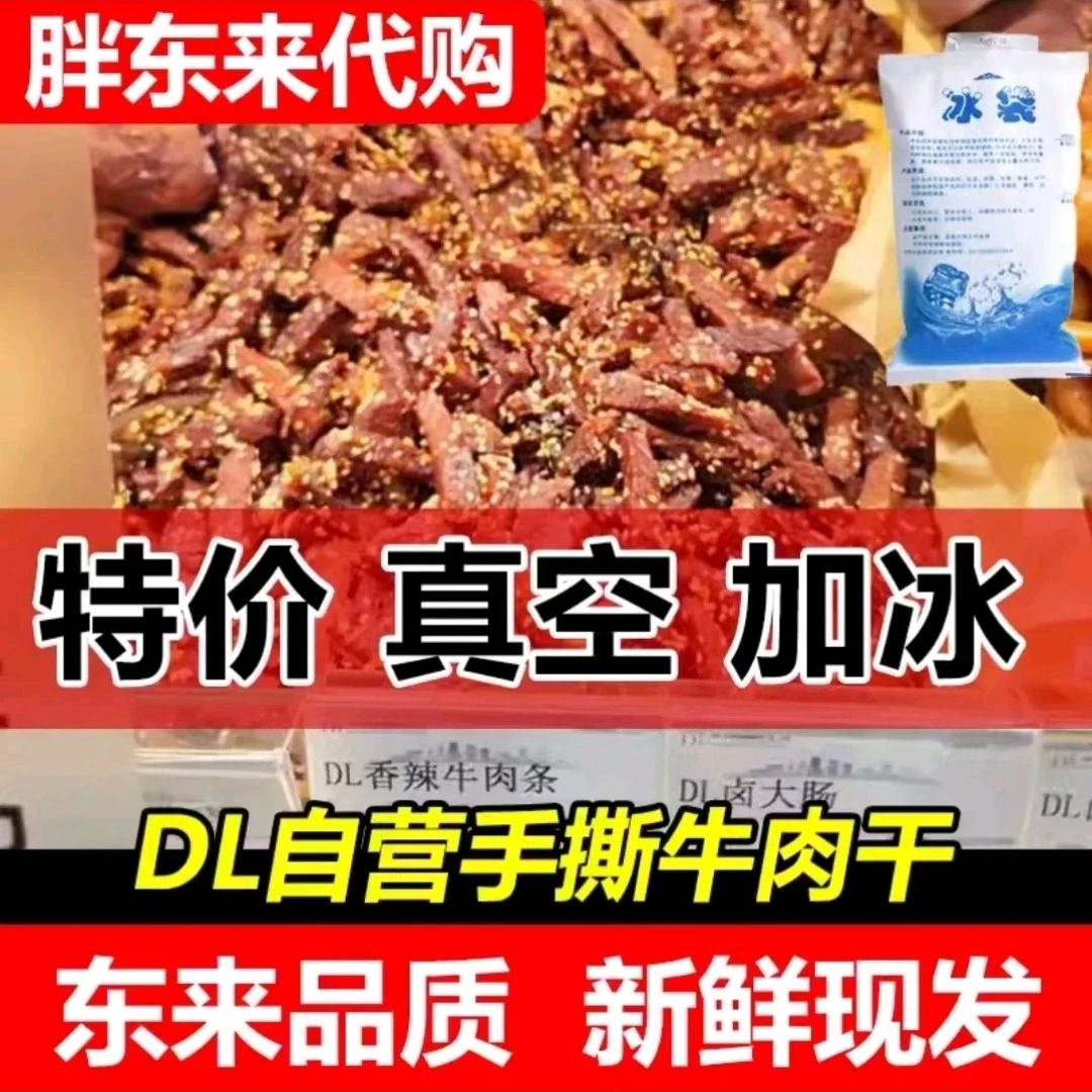 代购胖东来豆瓣牛肉干 DL香辣牛肉条 中央厨房真空加冰保温袋包邮
