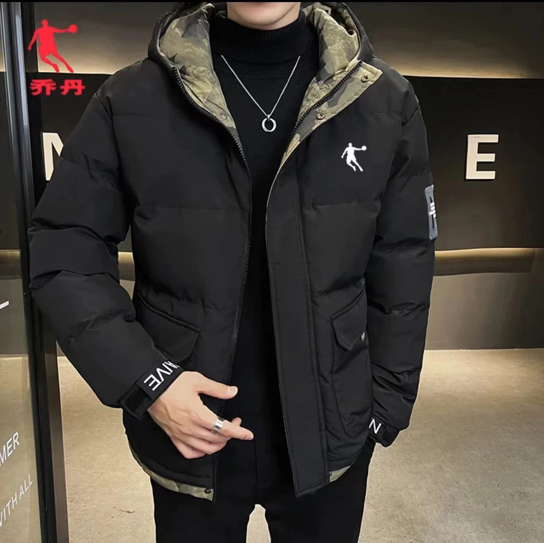 乔丹青年男士羽绒服冬季男装外套加厚保暖棉袄防寒白鸭绒百搭棉衣