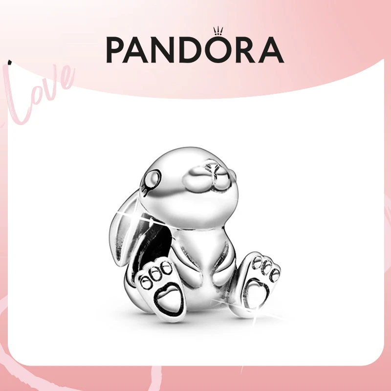 PANDORA/潘多拉 吊坠925银 可爱银色兔子妮妮串饰小众送女友礼物