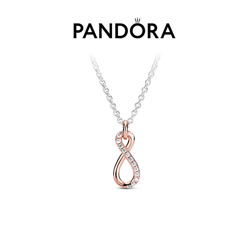 PANDORA/潘多拉 链子925银合成锆石 闪亮永恒符号项链高级小众