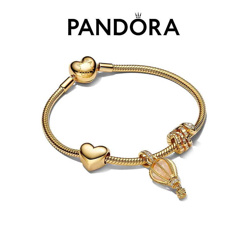 PANDORA/潘多拉 925银手链 有蛇有得手链套装金色爱心热气球新年