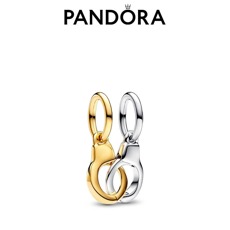 PANDORA/潘多拉 吊坠925银 可开合手铐组合吊饰欧若精灵风