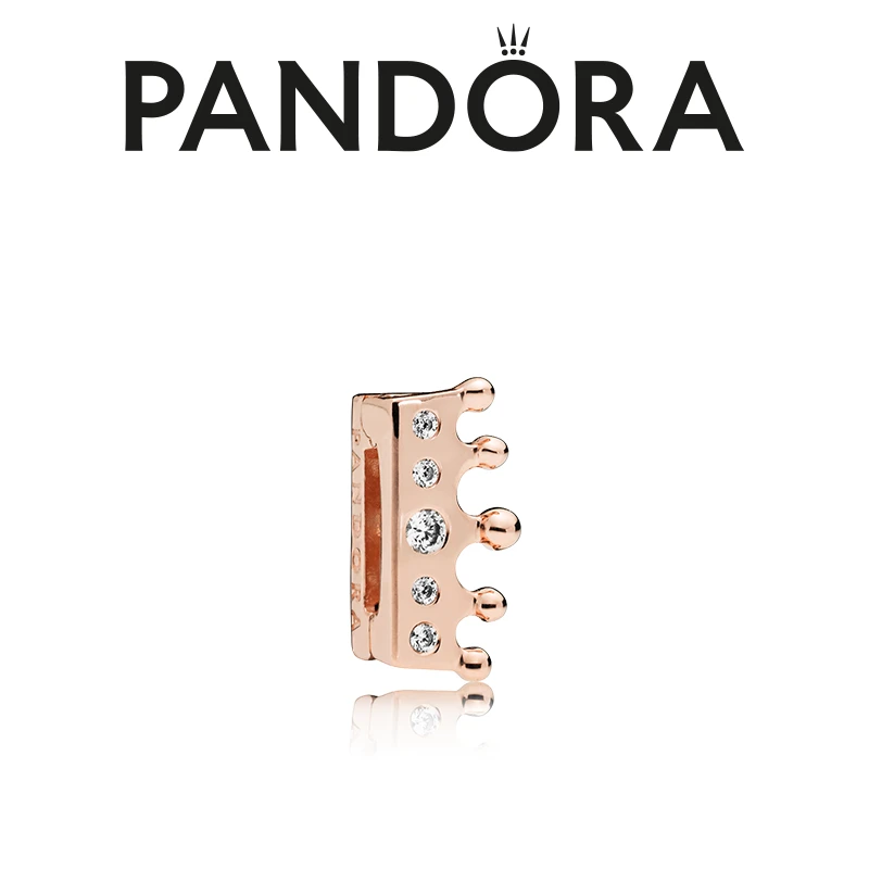 PANDORA/潘多拉 吊坠925银 玫瑰金皇冠 固定夹串饰