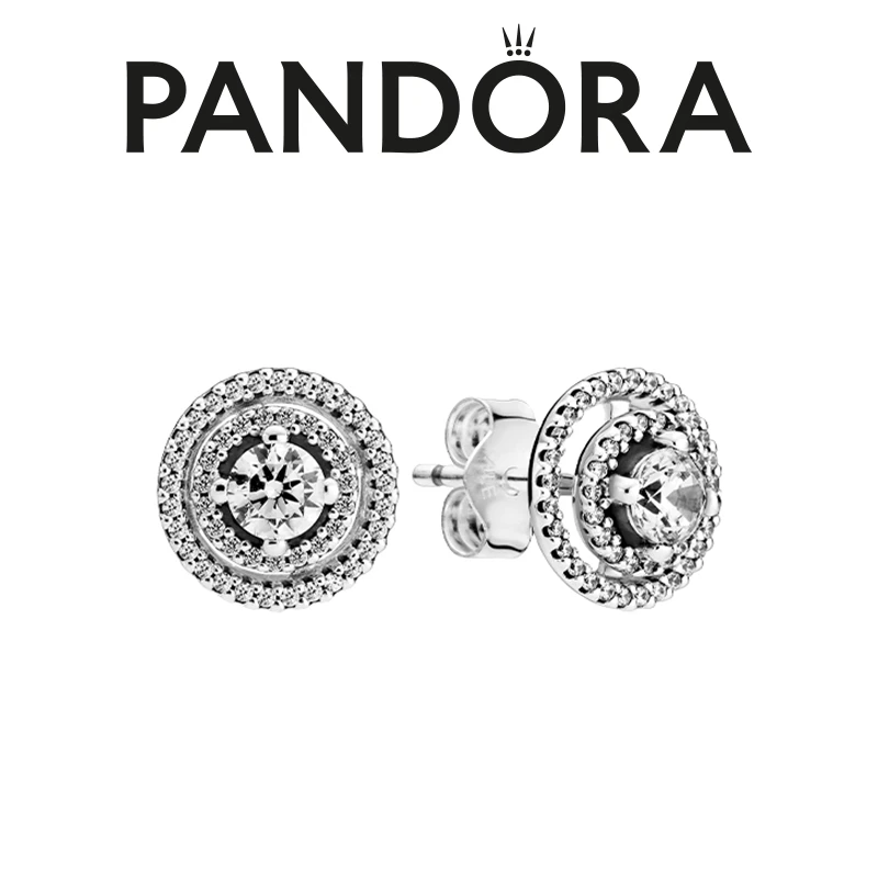 PANDORA/潘多拉圆形轻奢 闪耀双环耳钉