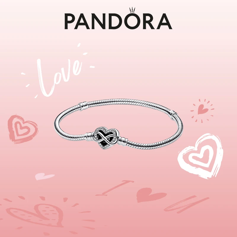 PANDORA/潘多拉 925银合成锆石手链 永结同心手链欧若精灵风