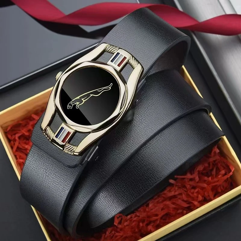 皮带手表型豹子男士裤腰带休闲时尚腰带百搭自动扣