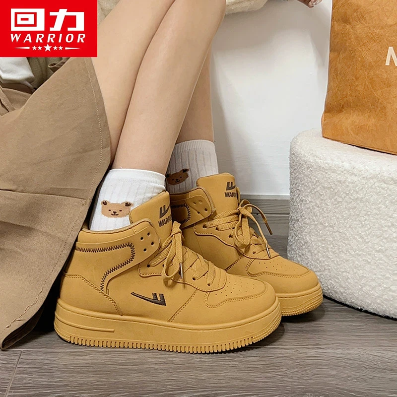 回力春季厚底高帮鞋女板鞋休闲百搭潮流男复古情侣ins潮小白鞋子