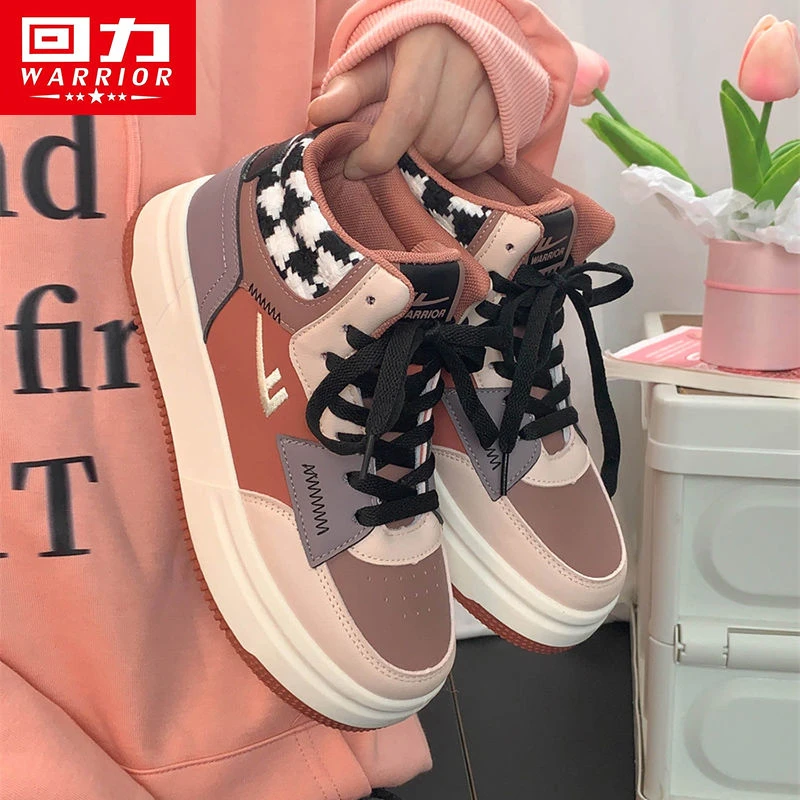回力厚底高帮板鞋女款2025秋冬季新款休闲百搭小白鞋学生加绒潮鞋