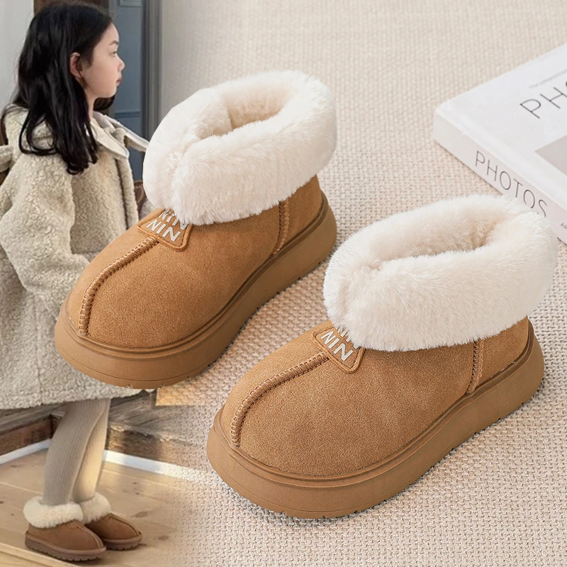 ABC女童雪地靴2025冬季儿童加绒加厚大棉鞋中大童大棉保暖鞋冬鞋