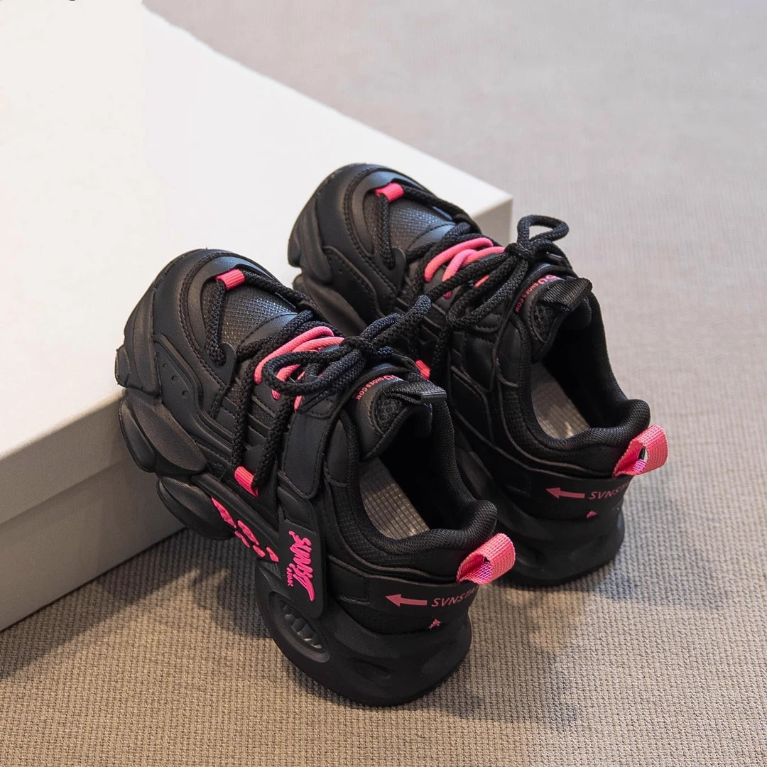 ABC女童鞋子2025春秋新款儿童时尚老爹鞋小女孩透气运动跑步鞋潮