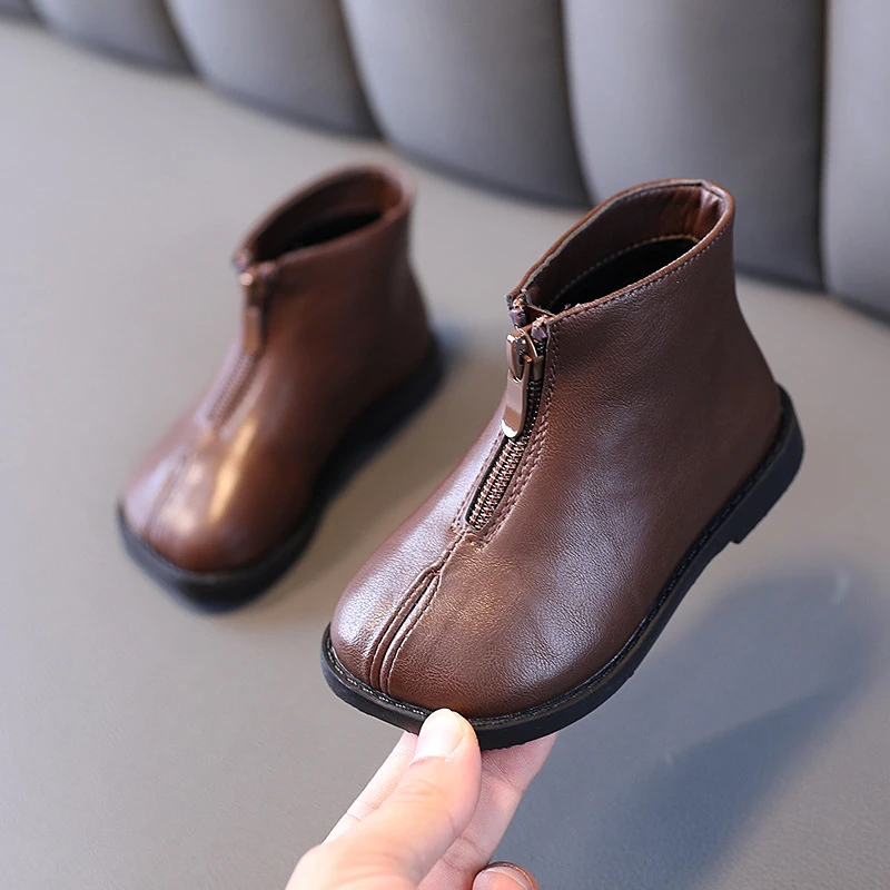 ABC韩版复古女童马丁靴2024秋冬新款儿童靴子女宝宝公主短靴单靴