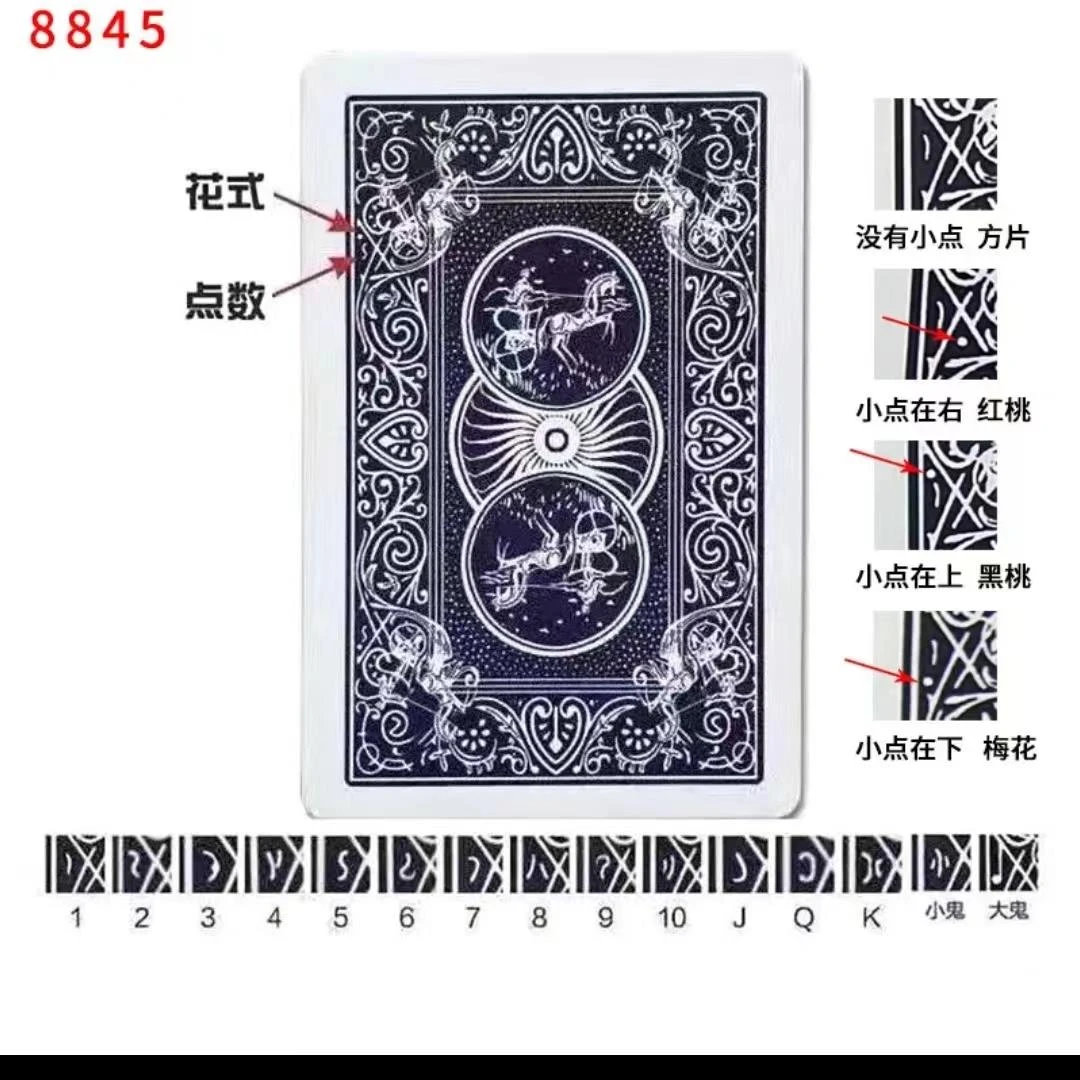 魔术扑克魔术卡片8845扑克牌背面识牌记号包教包会魔术道具娱乐