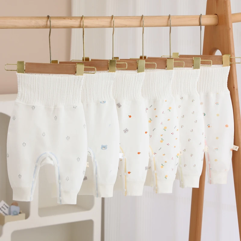 【高腰免脱裤】婴儿裤子纯棉初生宝宝免脱婴儿高腰裤新生儿护腹裤