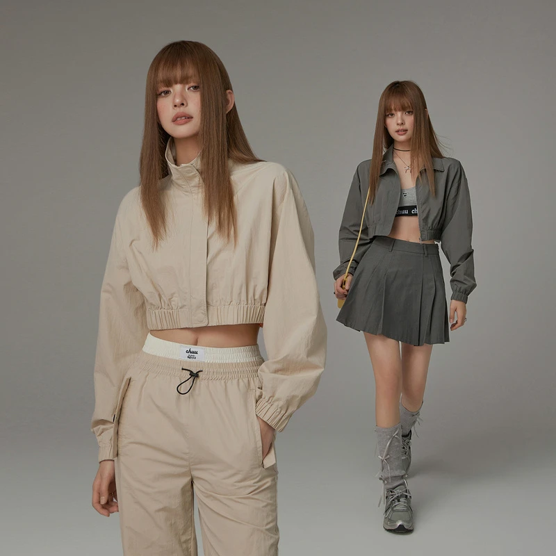 CHUU夏季女装翻领休闲风个性简约宽松百搭工装风短款夹克外套