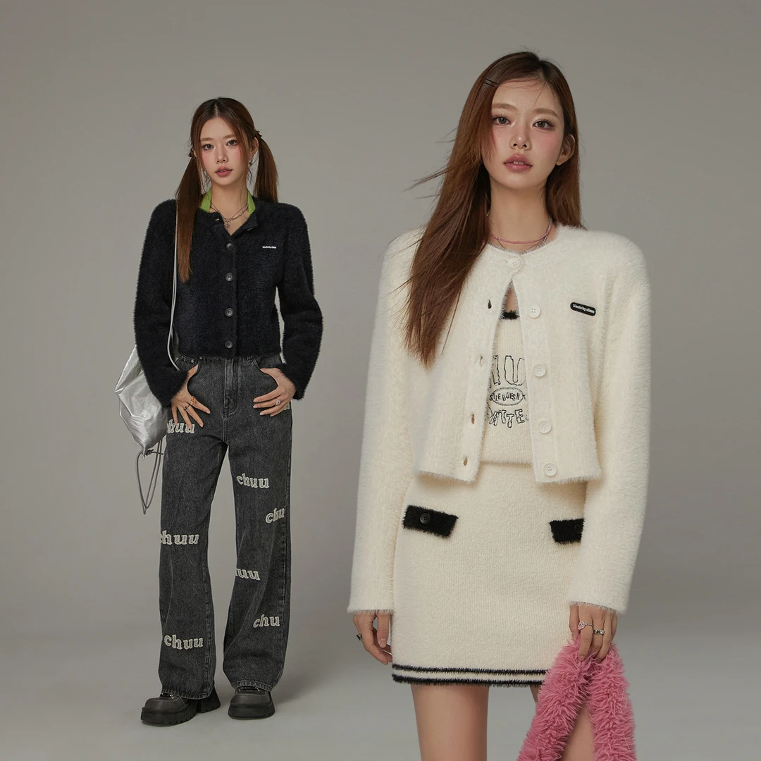 CHUU冬季女装小香风气质韩系甜辣风小香风短款显瘦时尚名媛针织衫