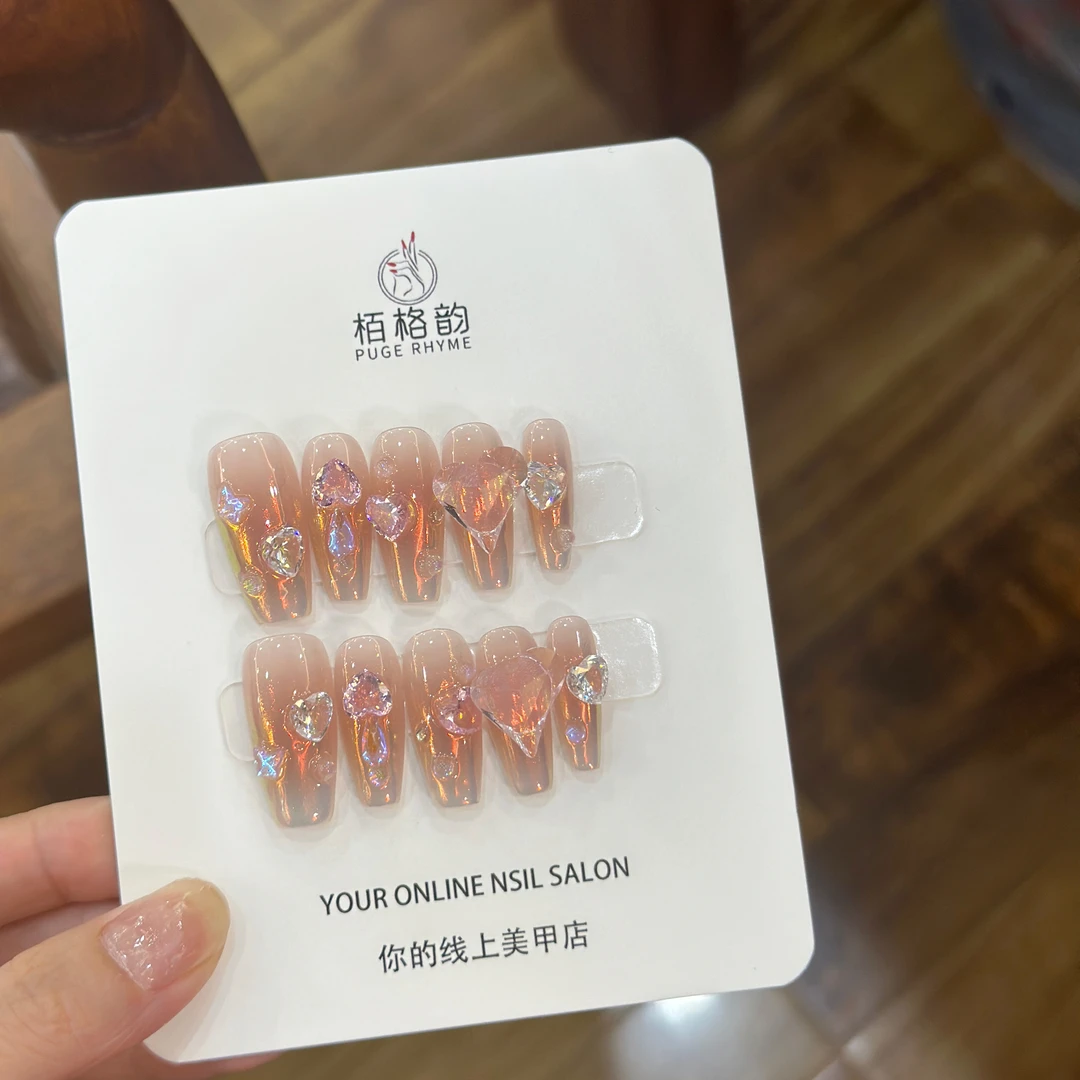 594璀璨星光 锆石 手工定制穿戴甲美甲成品美甲贴片10片