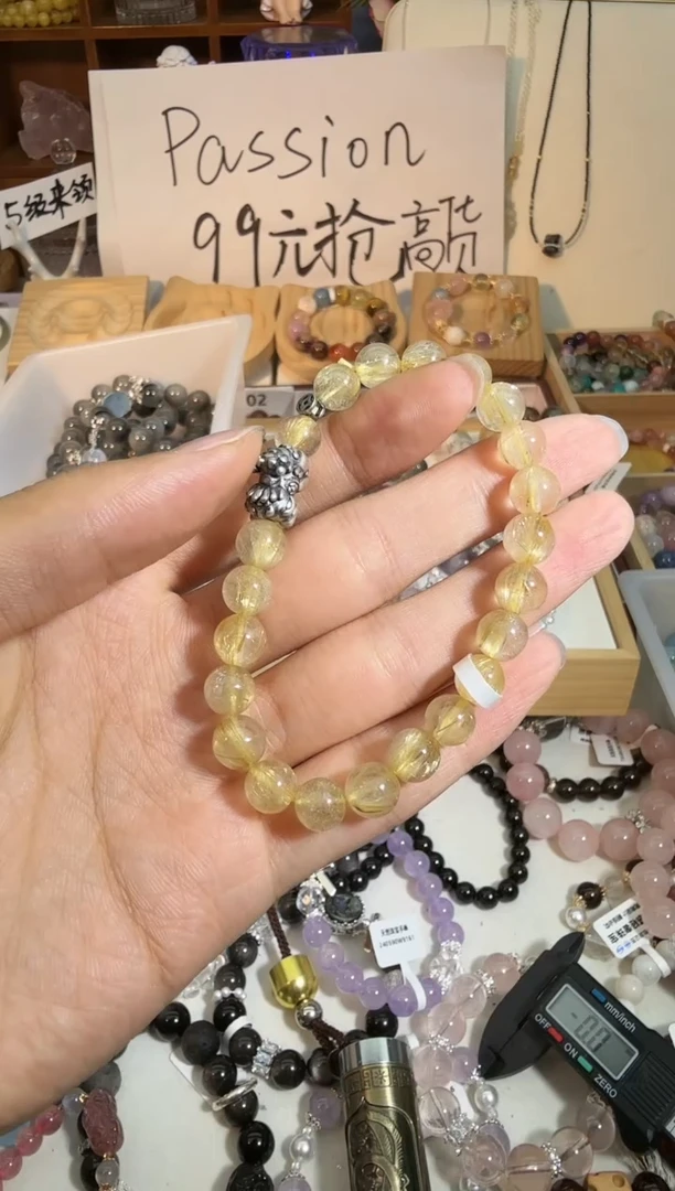 【闪购商品】水晶手链银S925镶嵌孤品金发晶W1091