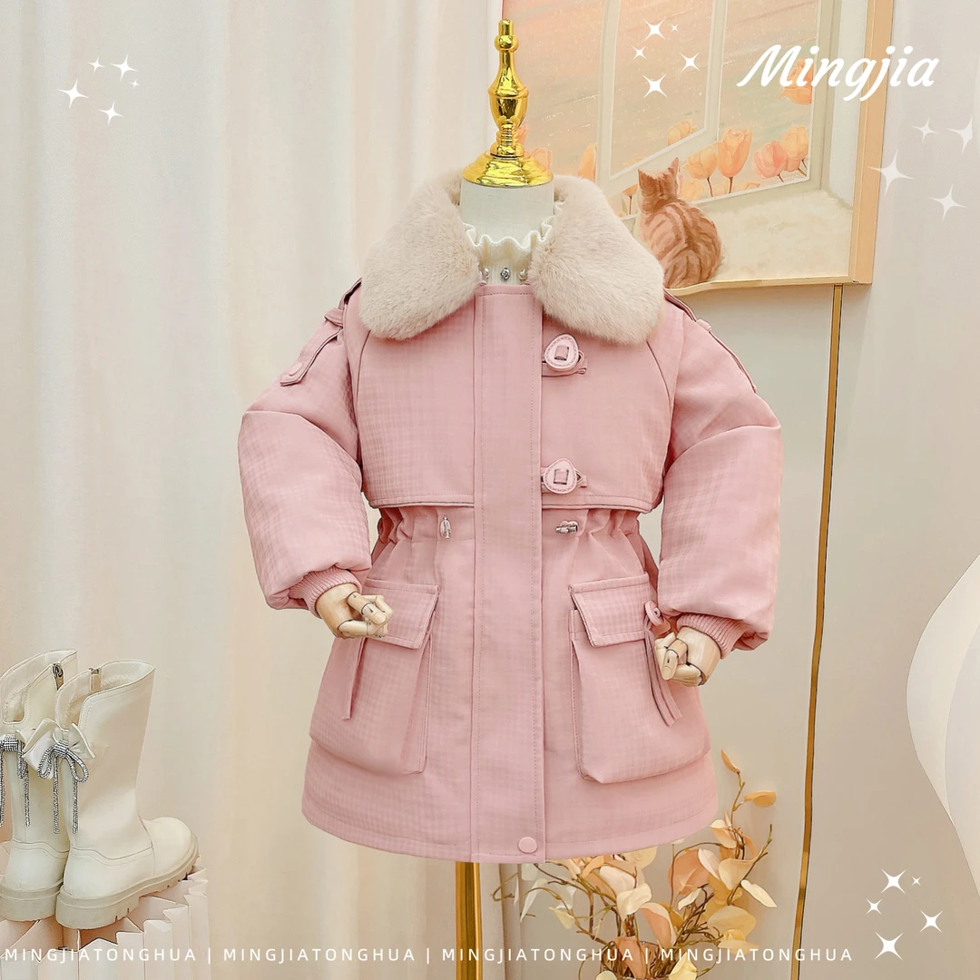 女童派克服2024冬季新款舒适毛领加绒加厚洋气外套4530007295