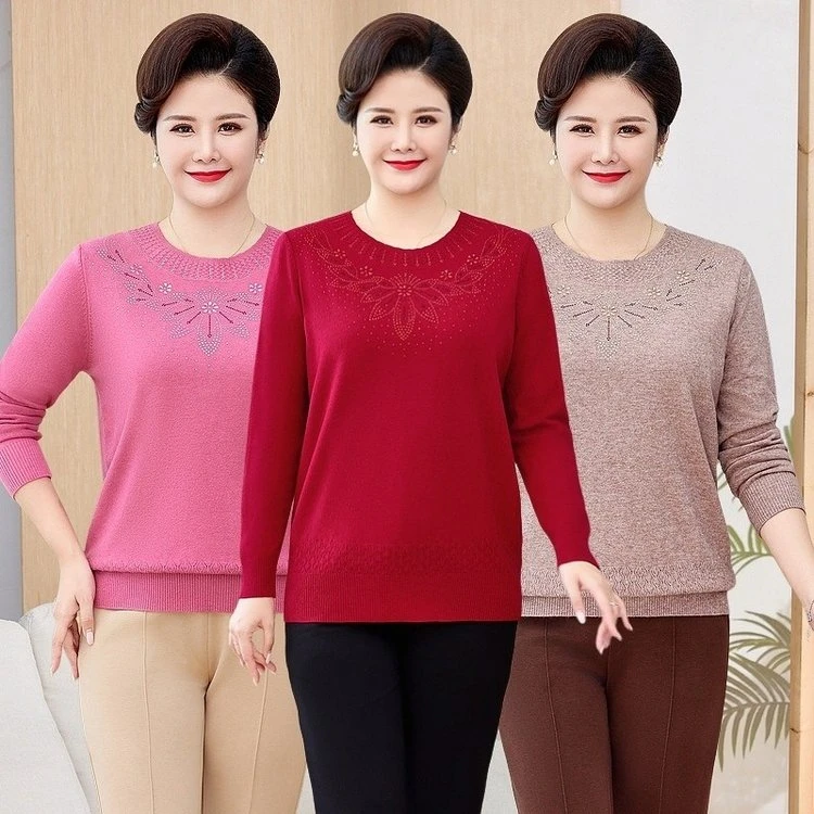 100斤-220斤特大码妈妈装中老年女装宽松半高领针织女士长袖