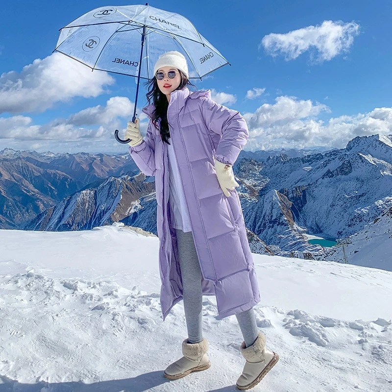 冬天长款白鹅绒羽绒服女东北哈尔滨加厚保暖防寒外套冬季旅游装备