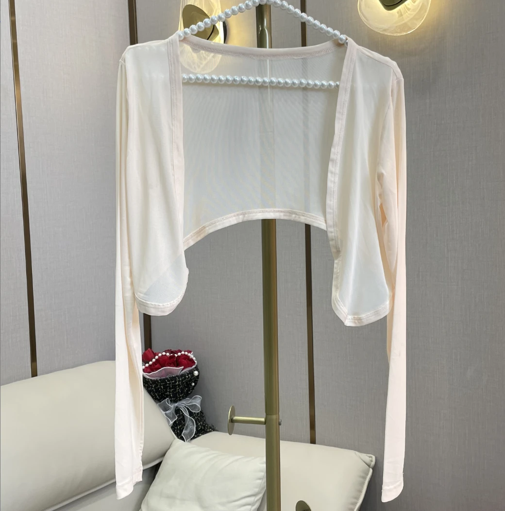 鱼子定制「浪漫赴约」时尚修身夏季网纱长袖披肩外套女遮阳W0058