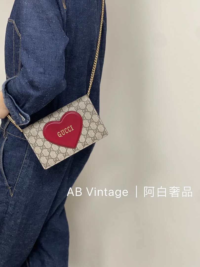 95新 GUCCI/古驰 阿白奢品/Gucci 老花爱心woc