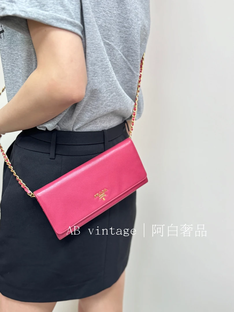 95新 Prada/普拉达 阿白奢品/Prada 粉色woc