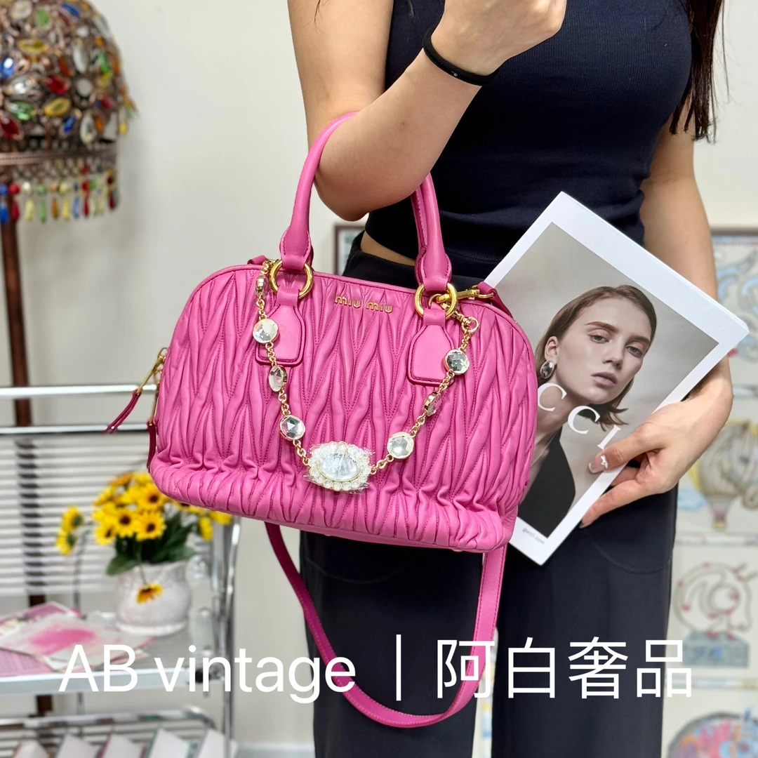 95新 MIU MIU/缪缪 阿白奢品/缪缪 粉色托特包