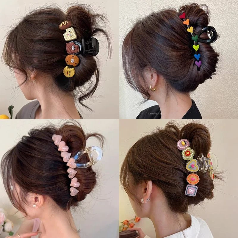 可爱多巴胺果冻发夹女后脑勺2024新款爆款鲨鱼抓夹高级感盘发头饰