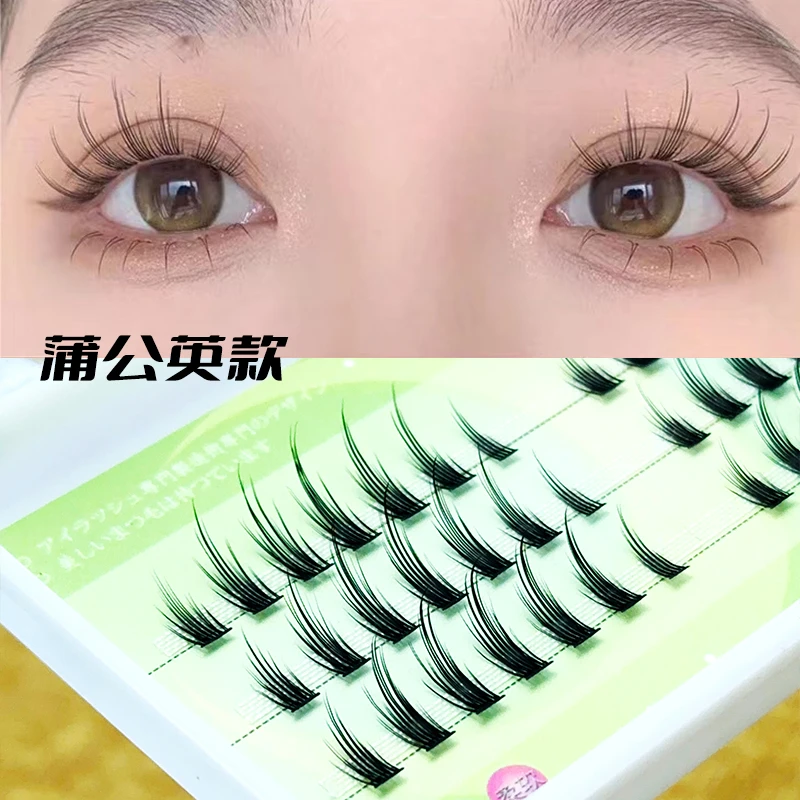 探睫睫毛嫁接款式自然纤长款单簇黑色卷翘小蒲公英恶魔款假眼睫毛