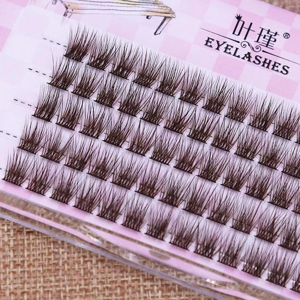 红棕分段式睫毛柔软推荐女自然浓密自嫁接大盒单簇假眼睫毛细梗