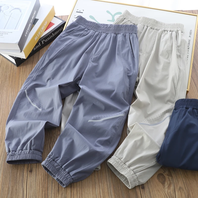 男童防蚊裤夏季儿童轻薄速干裤子新网眼透气拼接男孩休闲长裤