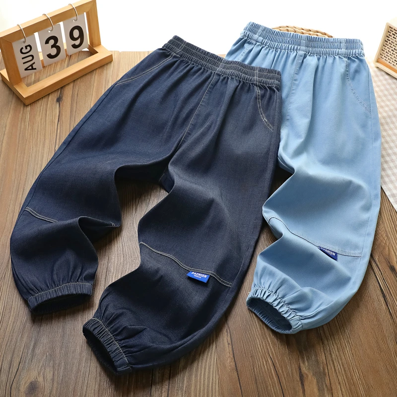 男童轻薄牛仔裤夏款新款中大童儿童薄款男孩夏季轻薄拼接长裤