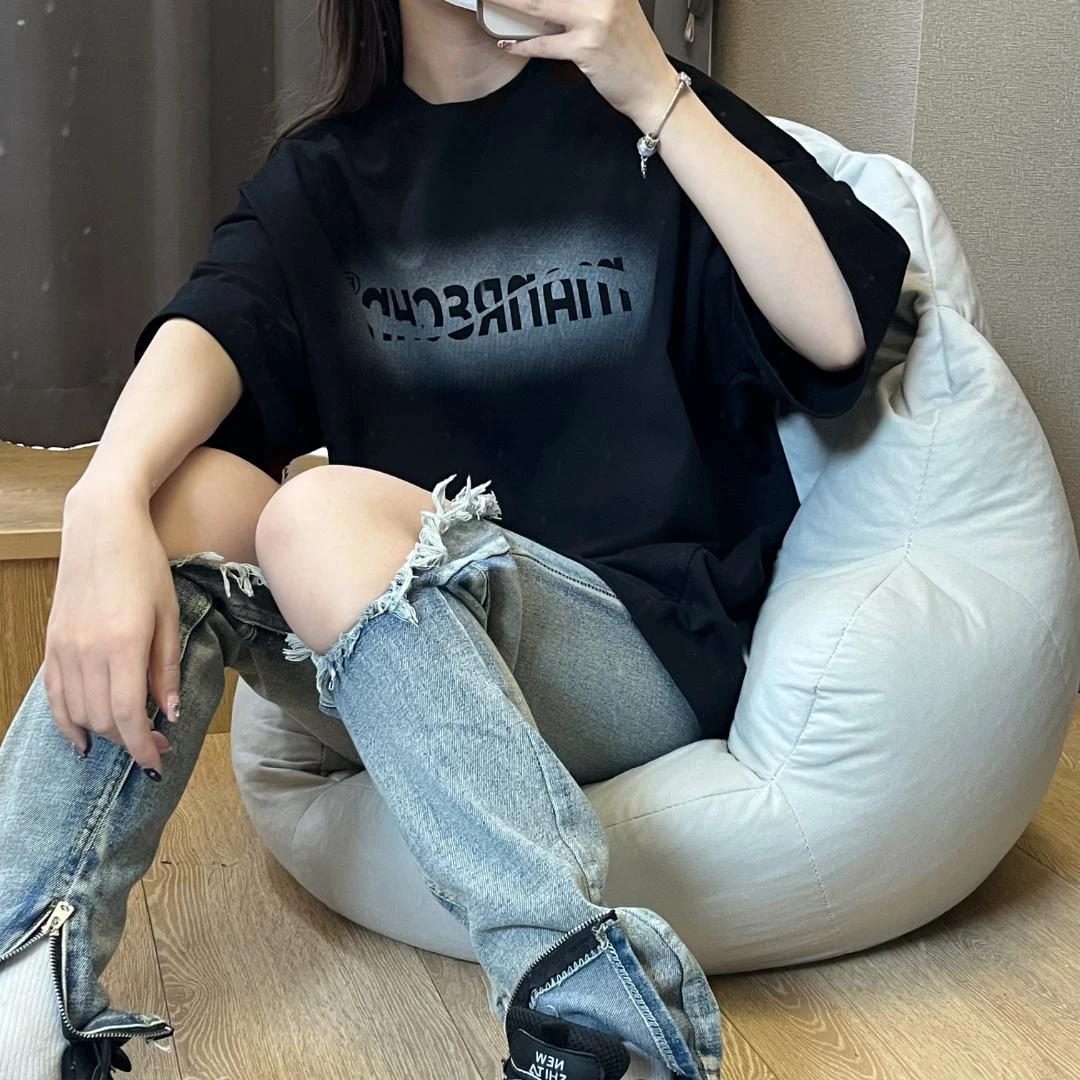 夏季短袖T恤男女美式复古宽松纯棉百搭时尚半袖圆领打底衫T6023ZZ