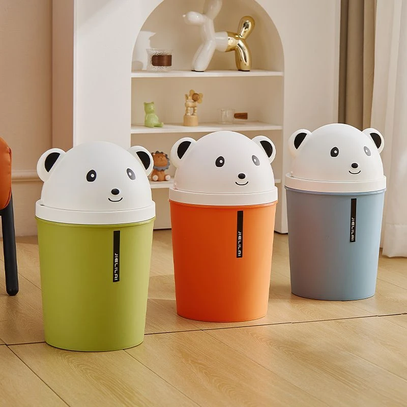 杰利来熊猫垃圾桶可爱防臭大号带盖垃圾桶卧室卫生间大容量翻盖