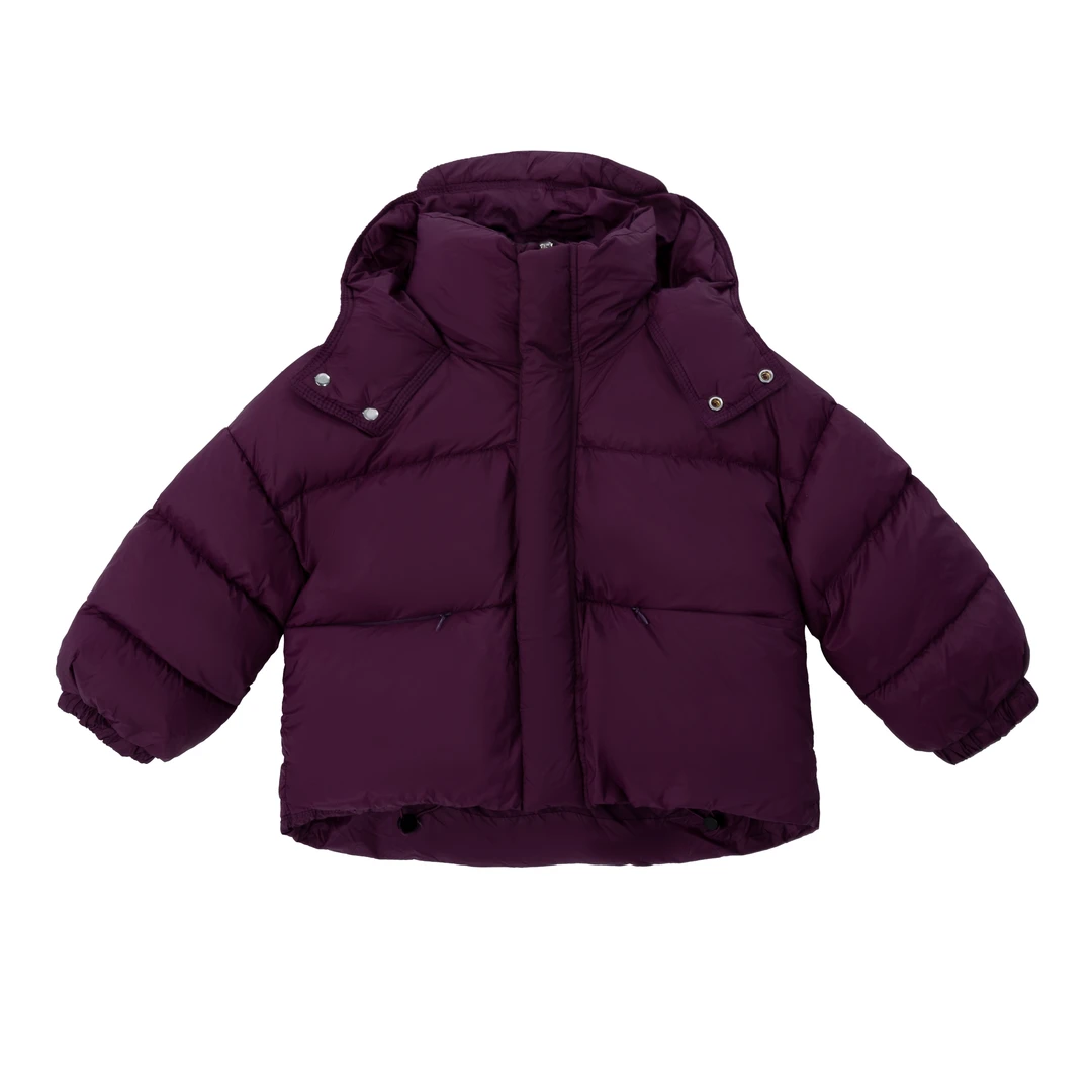 童装羽绒服中小童保暖纯色短款连帽羽绒服