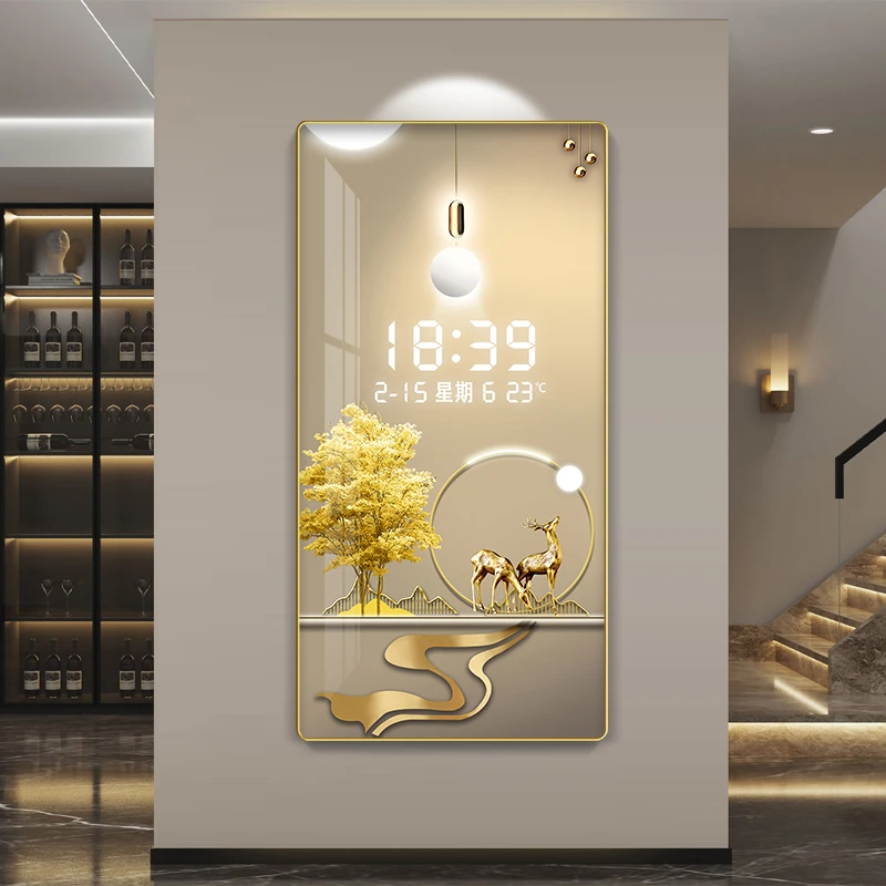 A10 【竖版PVC数显合集】简约数显挂钟客厅装饰画钟表万年历