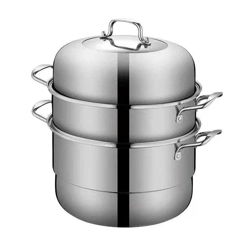 蒸锅家用食品级不锈钢加厚蒸笼双层蒸馒头蒸鱼锅电磁炉燃气炉用