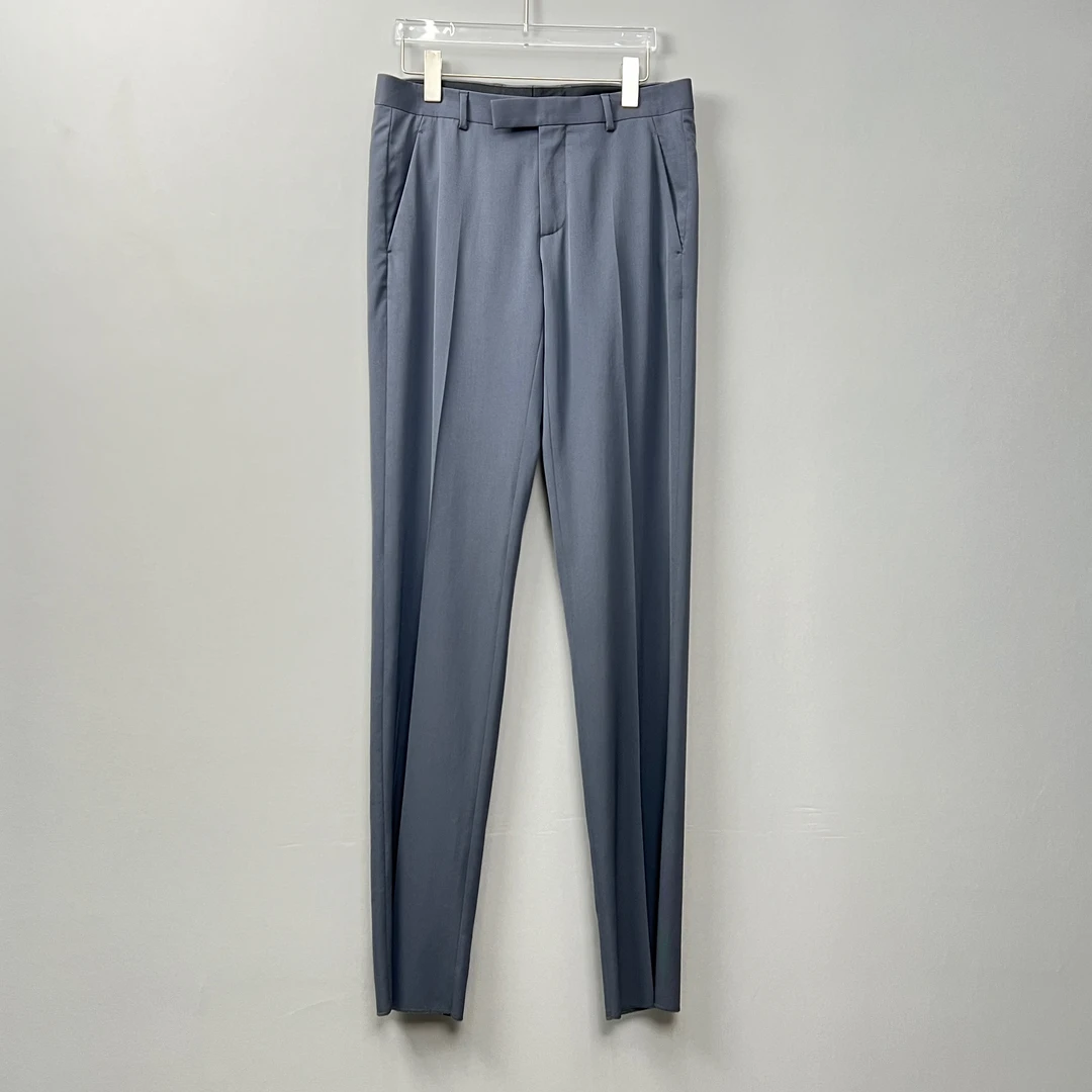 全新未使用 DIOR/迪奥 男士经典时尚西装雾霾蓝西裤纯色 100538