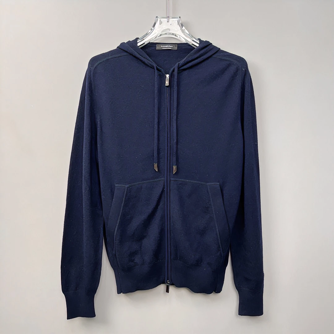 全新未使用  Ermenegildo Zegna杰尼亚男士连帽山羊绒开衫100188