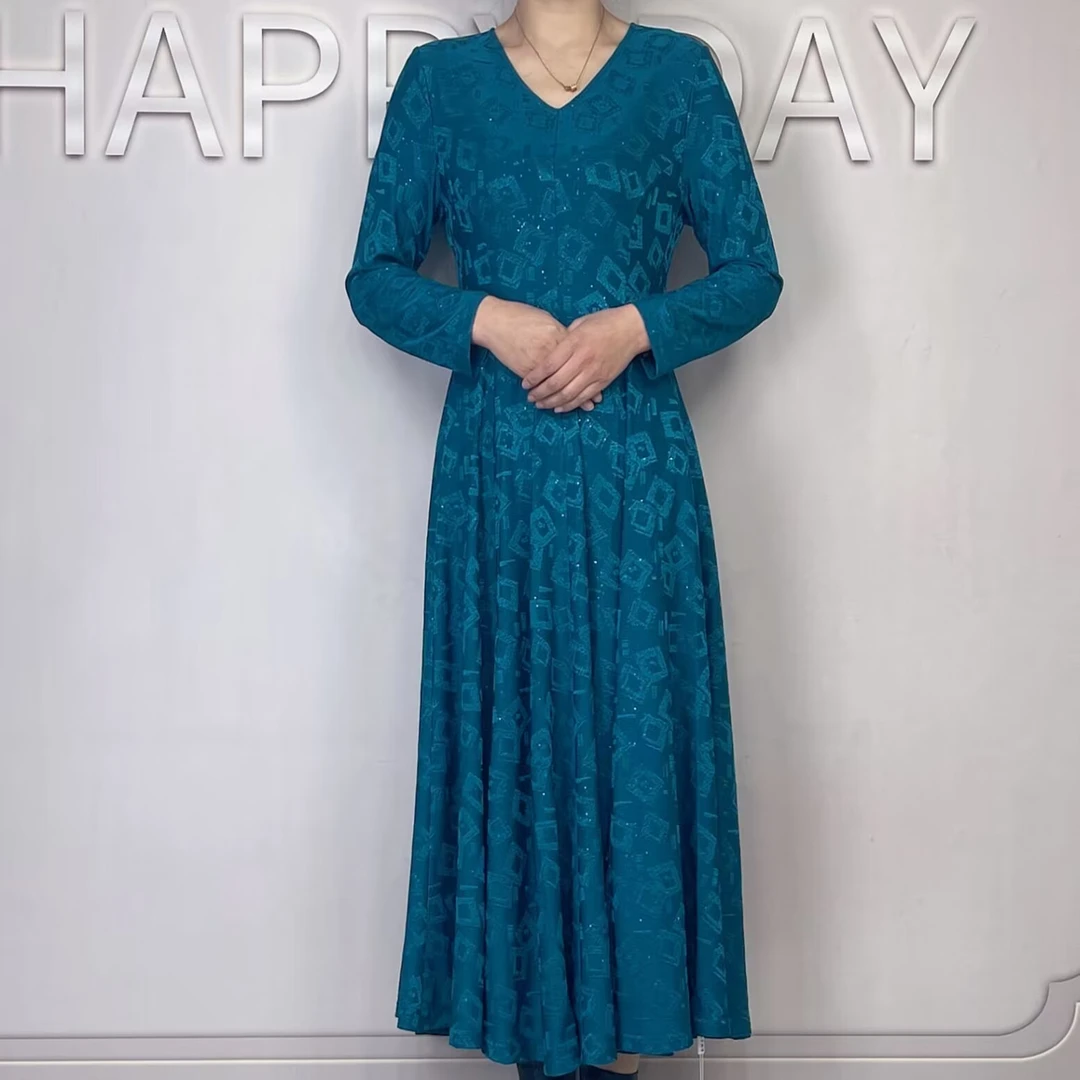 【艳姐服饰】提花长袖气质修身大十片2104