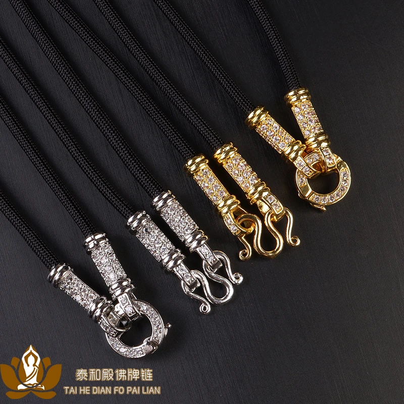 铜合金布艺项链 泰国原版佛牌绳微镶快拆扣吊坠镶嵌唐卡时尚 百搭